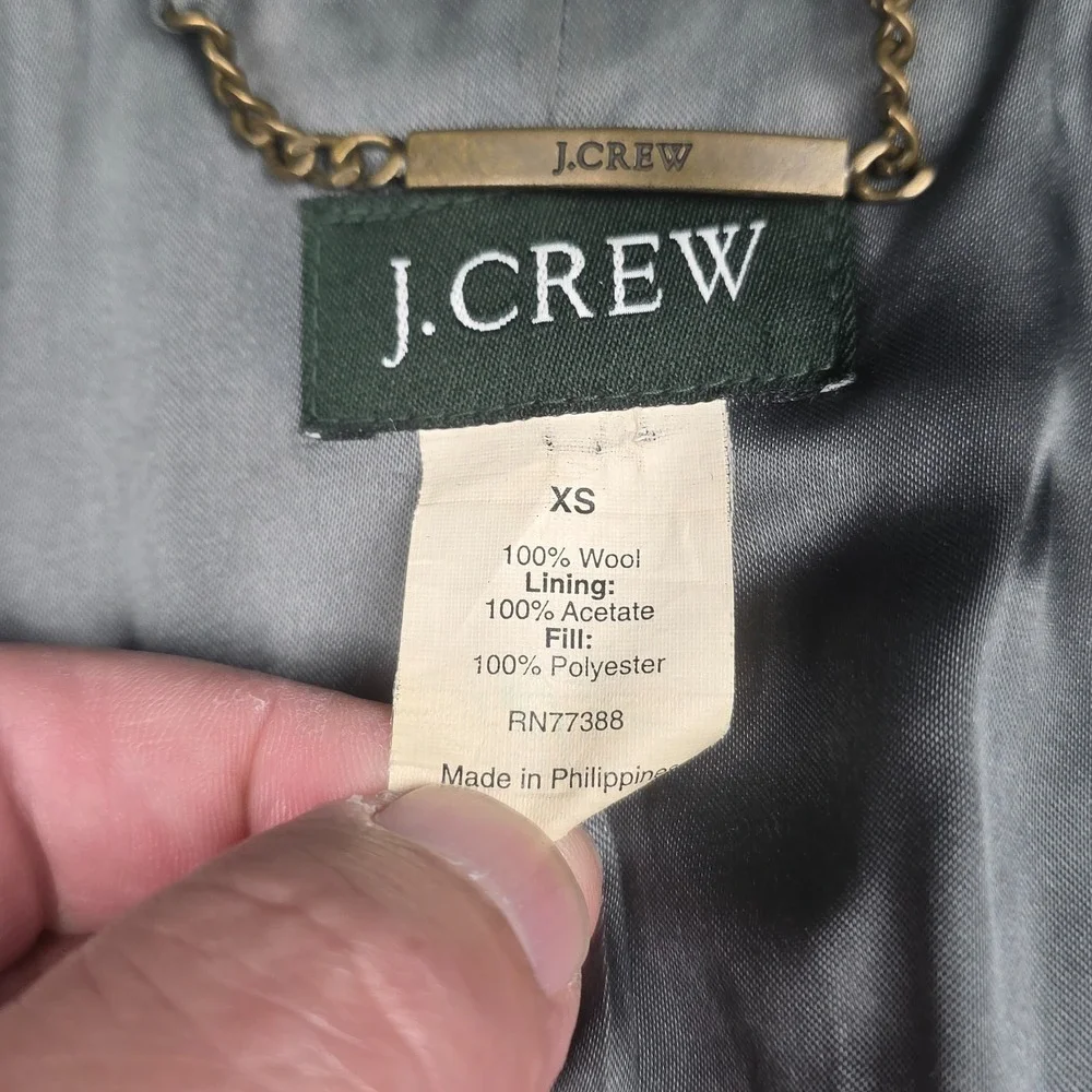J Crew Wool Pea Coat Women's XS Black Double Breast Six Button Lined Thick - Picture 4 of 9